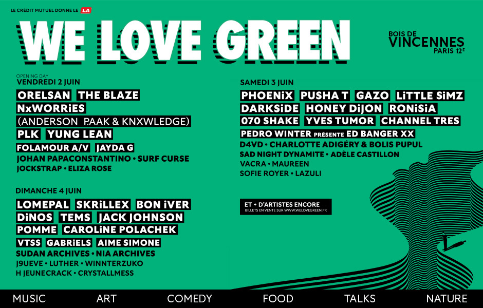 Le lineup du Festival We Love Green 2023
