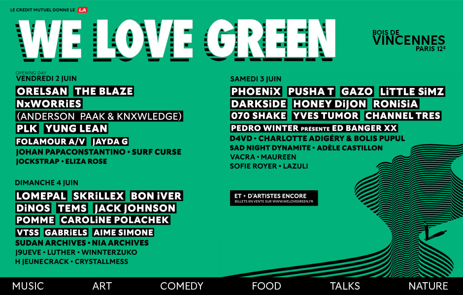 Le lineup du Festival We Love Green 2023