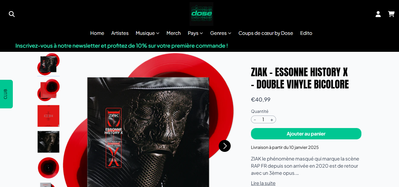 Ziak - Essonne History X Double vinyle bicolore Dose Store